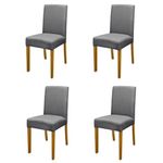 Kit 4 Cadeiras De Jantar Estofadas Madeira Maciça Multimóveis Cr15021 Madeirado-Cinza