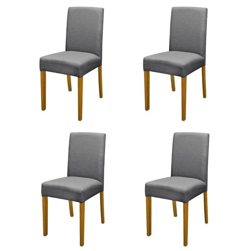 Kit 4 Cadeiras De Jantar Estofadas Madeira Maciça Multimóveis Cr15021 Madeirado-Cinza