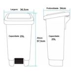 Kit 3 Lixeiras com Tampa Lixeira Retangular 50L Polipropileno Preto