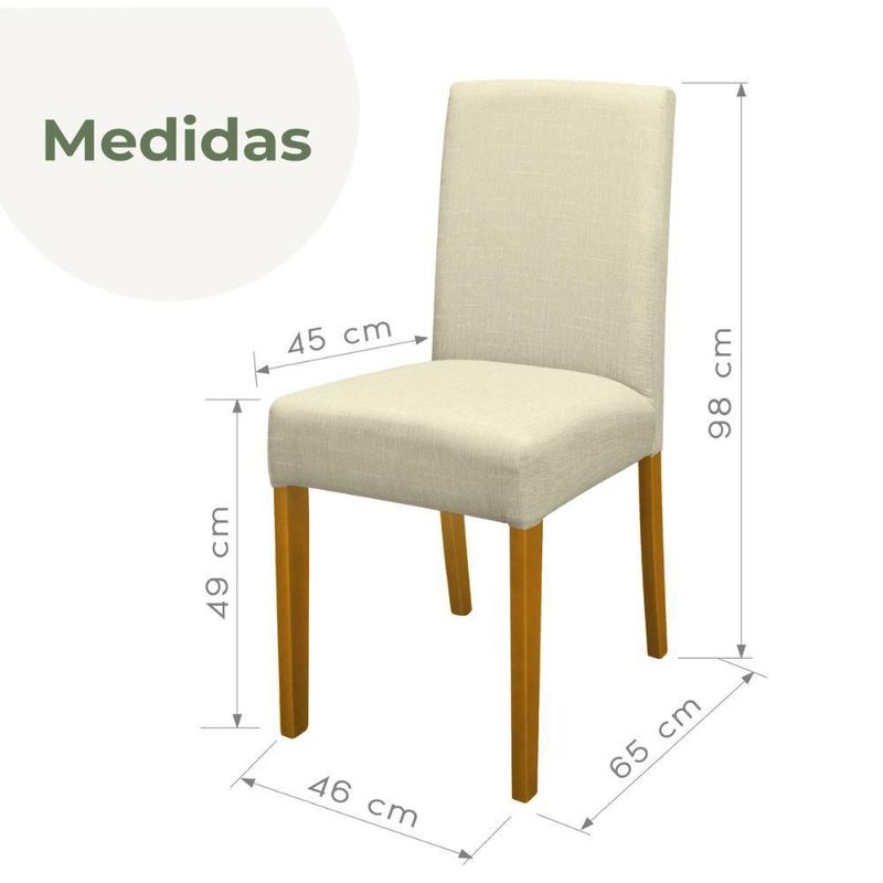 Kit 6 Cadeiras De Jantar Estofadas Madeira Maciça Multimóveis Cr15023 Madeirado-Bege