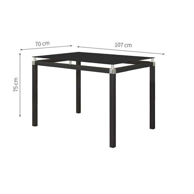 Kit Conjunto Mesa de Jantar Malva 4 Lugares Tampo de Vidro com 4 Cadeiras Preto
