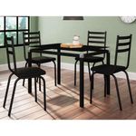 Kit Conjunto Mesa de Jantar Malva 4 Lugares Tampo de Vidro com 4 Cadeiras Preto