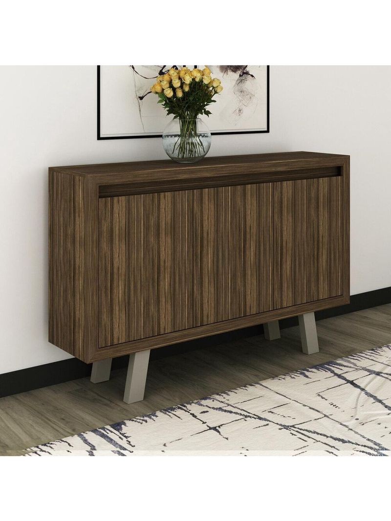 Balcão Escritório Com 3 Portas Cr25028 Nogal/Fendi