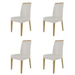 Kit 4 Cadeiras De Jantar Estofadas Madeira Maciça Multimóveis Cr15020 Madeirado-Bege