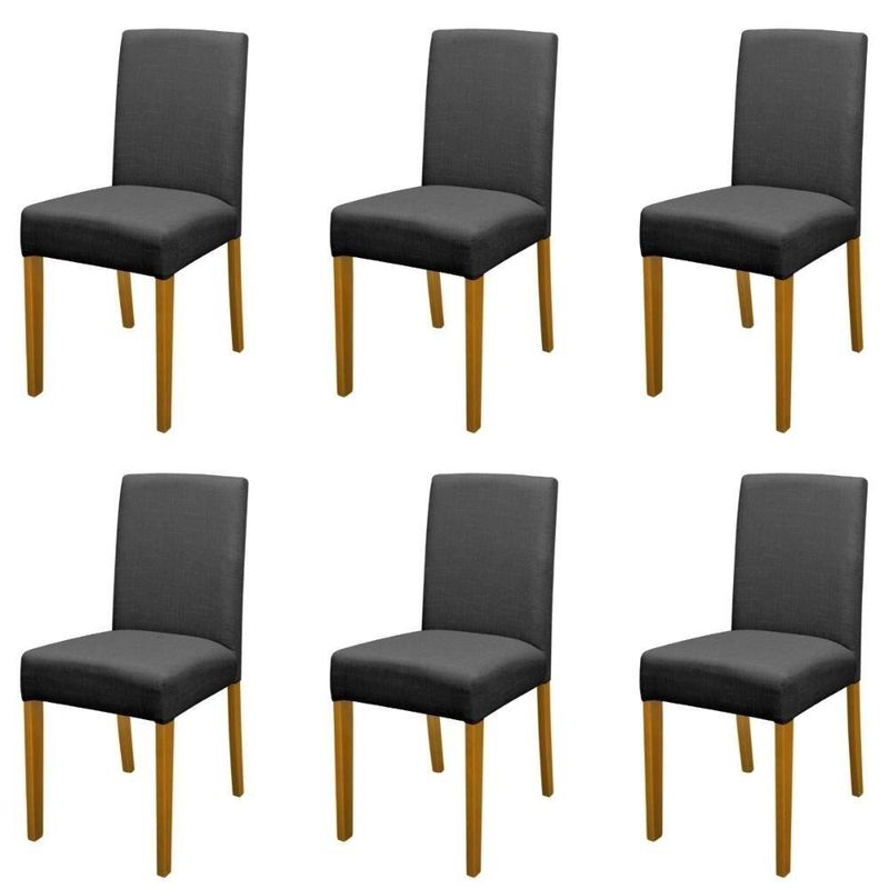 Kit 6 Cadeiras De Jantar Estofadas Madeira Maciça Multimóveis Cr15023 Madeirado-Preto