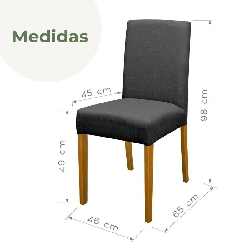 Kit 6 Cadeiras De Jantar Estofadas Madeira Maciça Multimóveis Cr15023 Madeirado-Preto