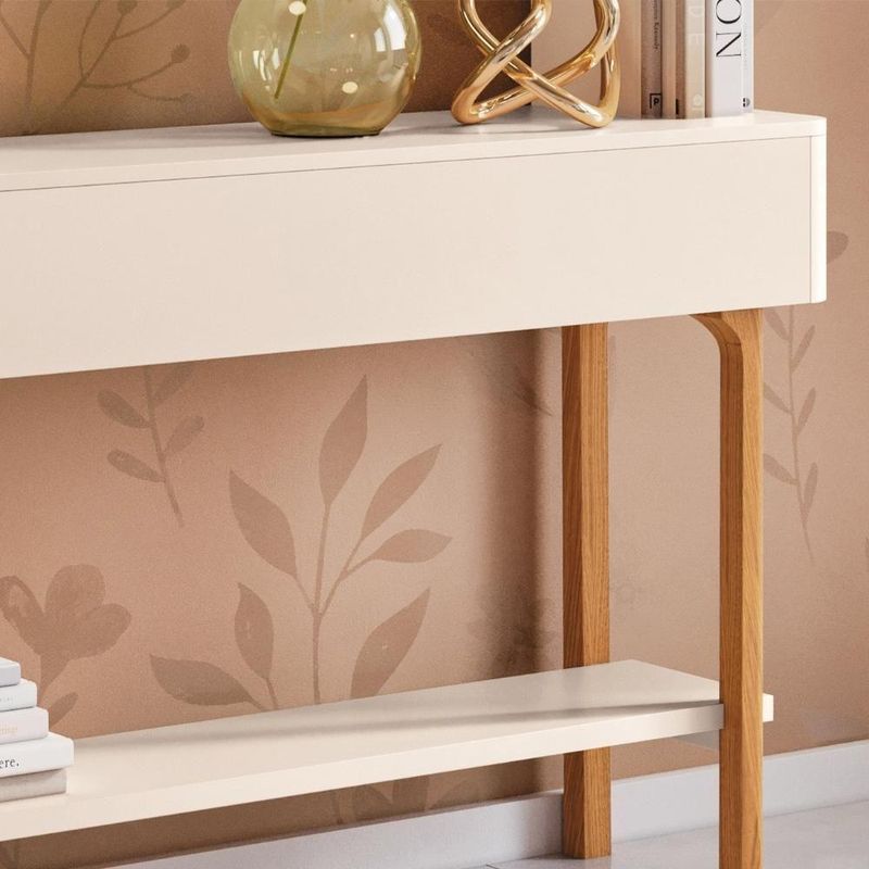 Aparador Sala De Estar 136cm Com Prateleira Fiero Off White - Hb Móveis