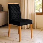 Kit 6 Cadeiras De Jantar Estofadas Madeira Maciça Multimóveis Cr15022 Madeirado-Preto