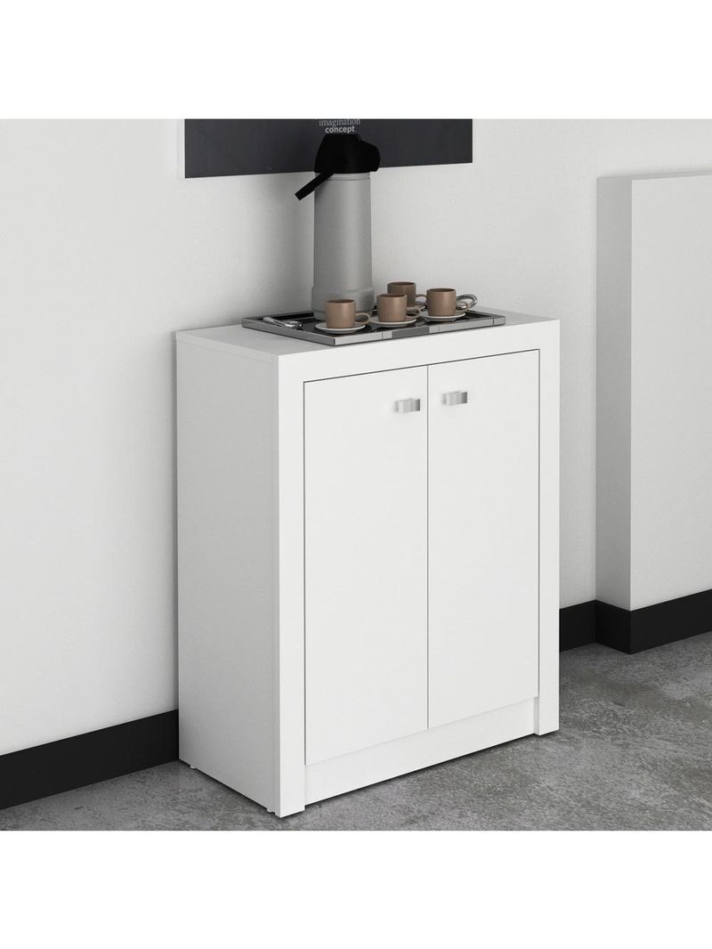 Balcão Escritório Com 2 Portas Multimóveis Cr25013 Branco