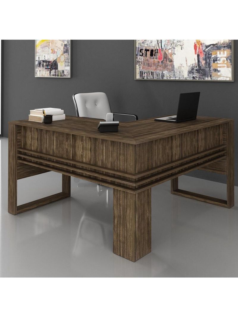 Mesa Escritório De Canto Multimóveis Vcr25042 Nogal Nogal