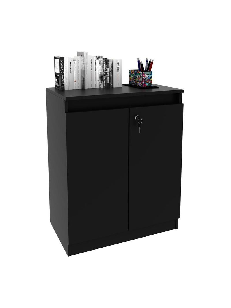 Balcão Escritório Com Chave Multimóveis Cr25046 Preto