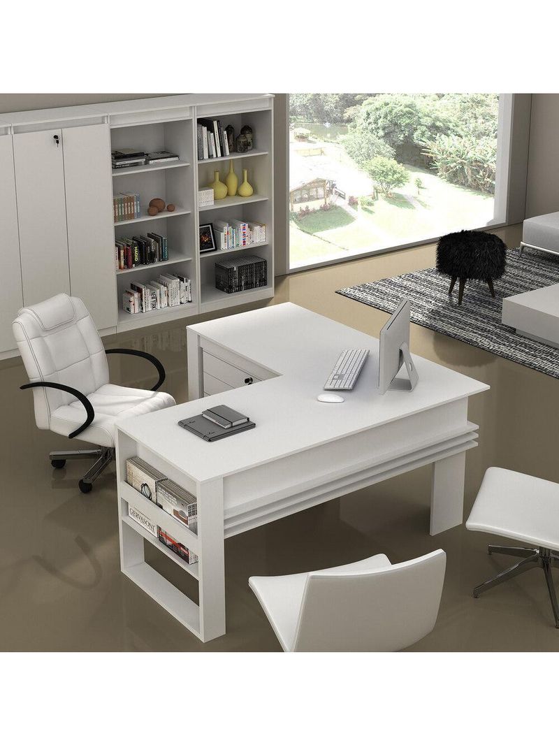 Mesa Escritório De Canto Multimóveis Vcr25042 Branco Branco