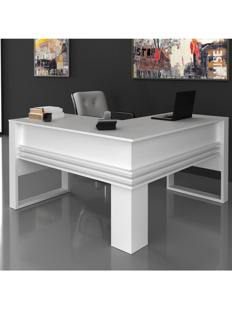 Mesa Escritório De Canto Multimóveis Vcr25042 Branco Branco