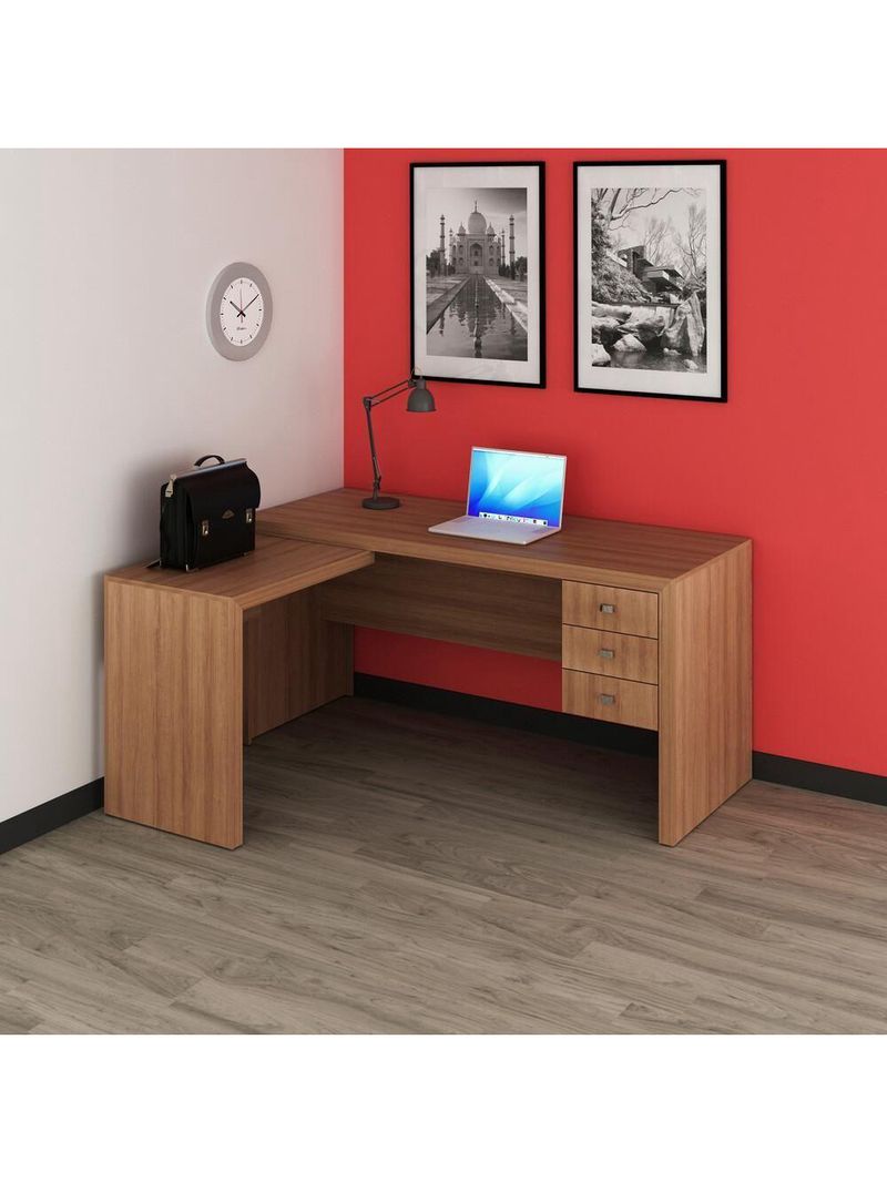 Mesa Escritório De Canto Multimóveis Vcr25016 Amêndoa
