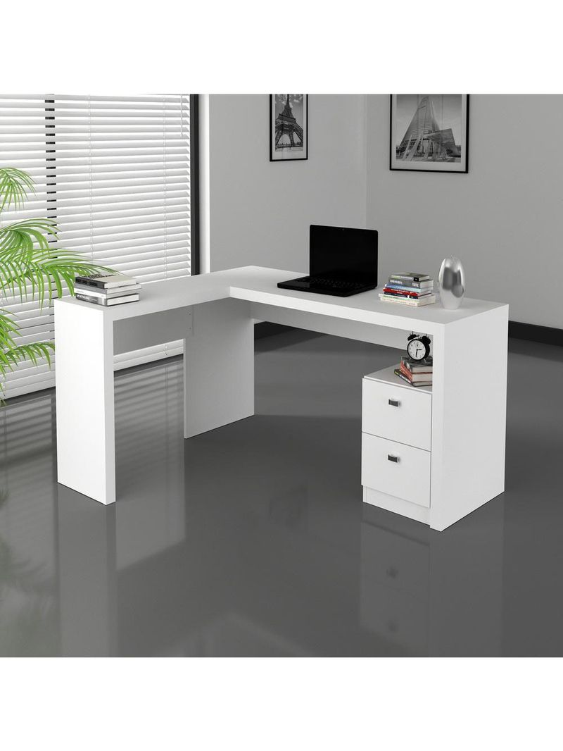 Mesa Escritório De Canto Com 2 Gavetas Multimóveis Vcr25032