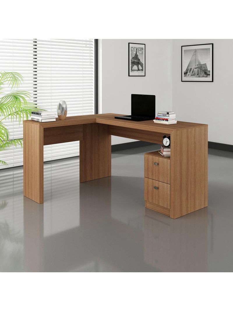 Mesa Escritório De Canto Com 2 Gavetas Multimóveis Vcr25032