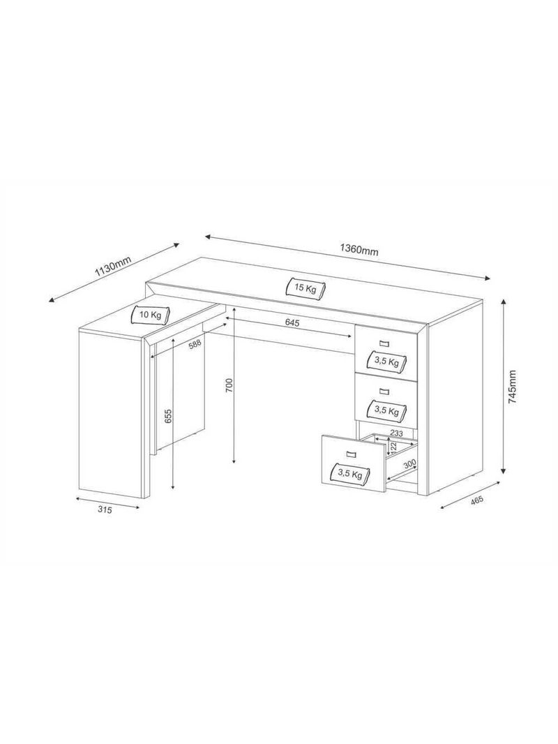Mesa Escritório De Canto Multimóveis Vcr25011 Nogal