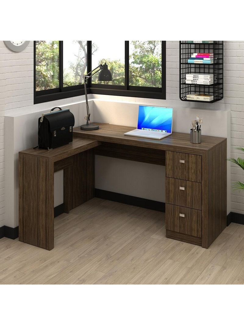 Mesa Escritório De Canto Multimóveis Vcr25011 Nogal