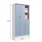 Roupeiro Infantil Em Mdp 15mm Com 3 Portas Percasa Azul
