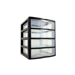 Gaveteiro de Mesa 4 Gavetas Pequeno Organizador BPA Free Modular para Escritório Preto