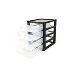 Gaveteiro de Mesa 4 Gavetas Pequeno Organizador BPA Free Modular para Escritório Preto