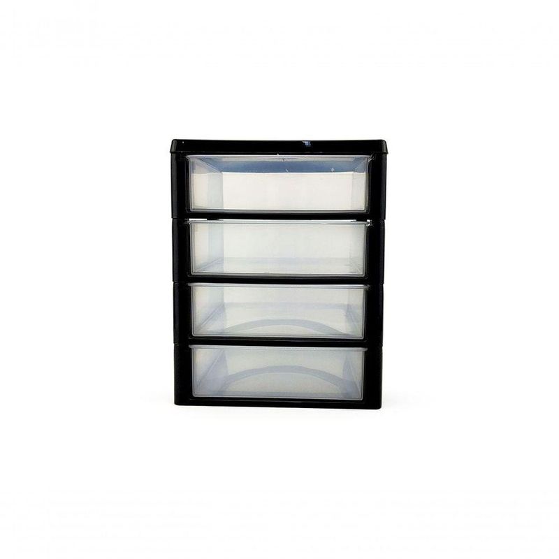 Gaveteiro de Mesa 4 Gavetas Pequeno Organizador BPA Free Modular para Escritório Preto