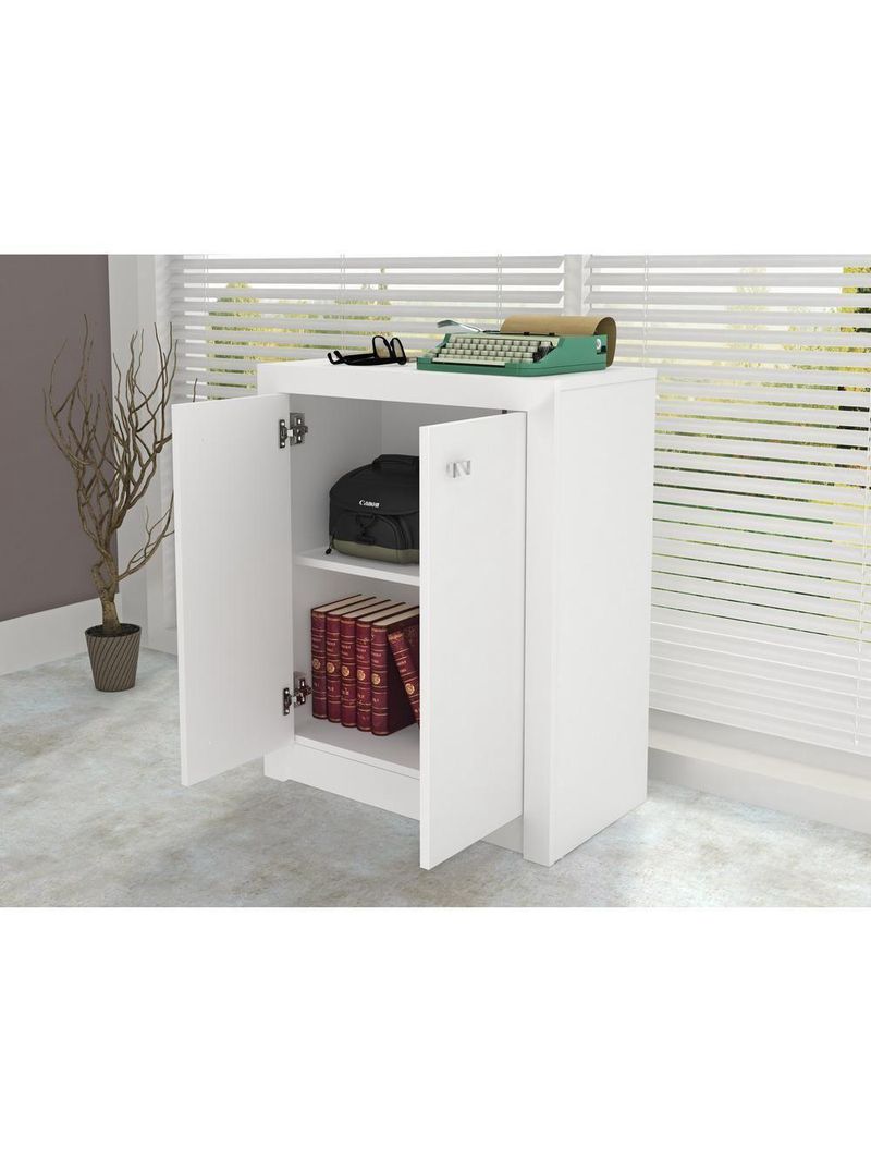 Balcão Escritório Com 2 Portas Multimóveis Vcr25013 Branco