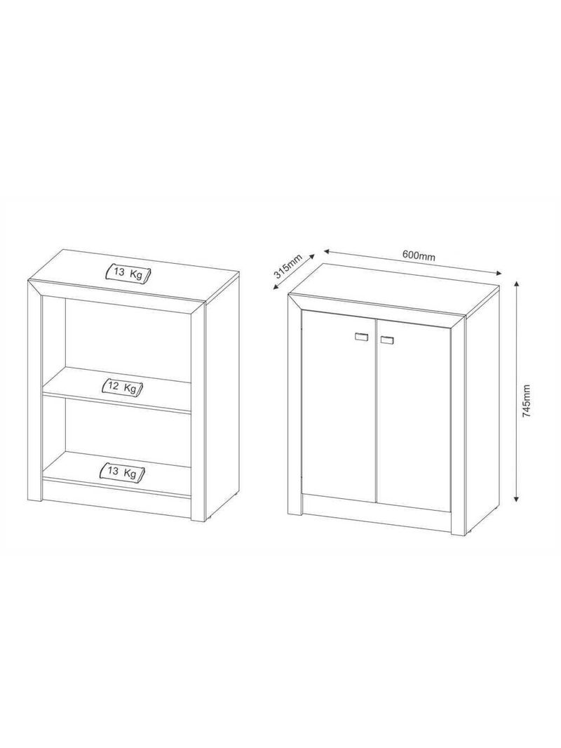 Balcão Escritório Com 2 Portas Multimóveis Vcr25013 Preto