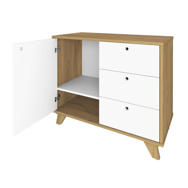 Balcão Para Escritório Lugano 1 Porta 3 Gavetas Olmo/branco Artany
