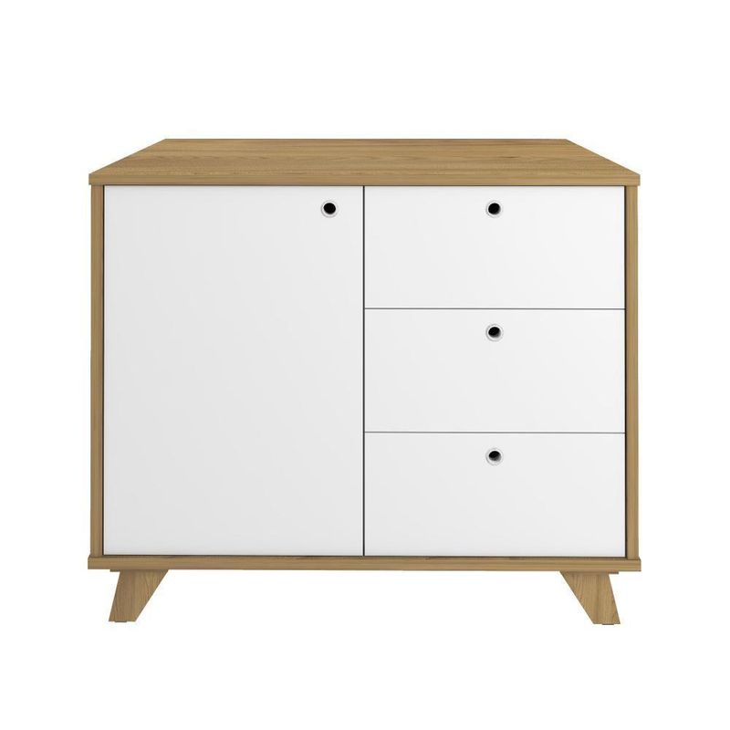 Balcão Para Escritório Lugano 1 Porta 3 Gavetas Olmo/branco Artany