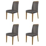 Kit 4 Cadeiras De Jantar Estofadas Madeira Maciça Multimóveis Cr15020 Madeirado-Cinza