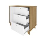 Balcão Para Escritório Lugano 1 Porta 3 Gavetas Olmo/branco Artany