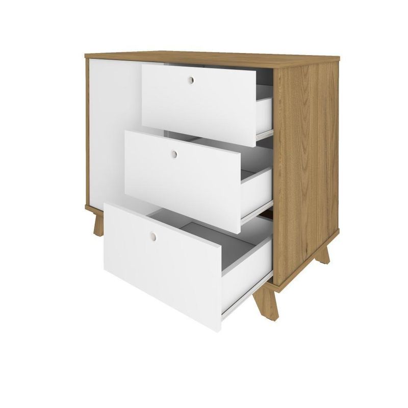 Balcão Para Escritório Lugano 1 Porta 3 Gavetas Olmo/branco Artany