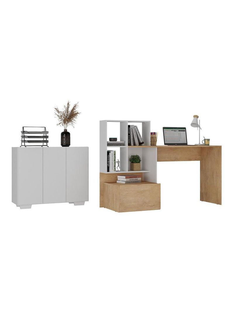 Conjunto Escritório Multimóveis Mp7007 Rustic/branco