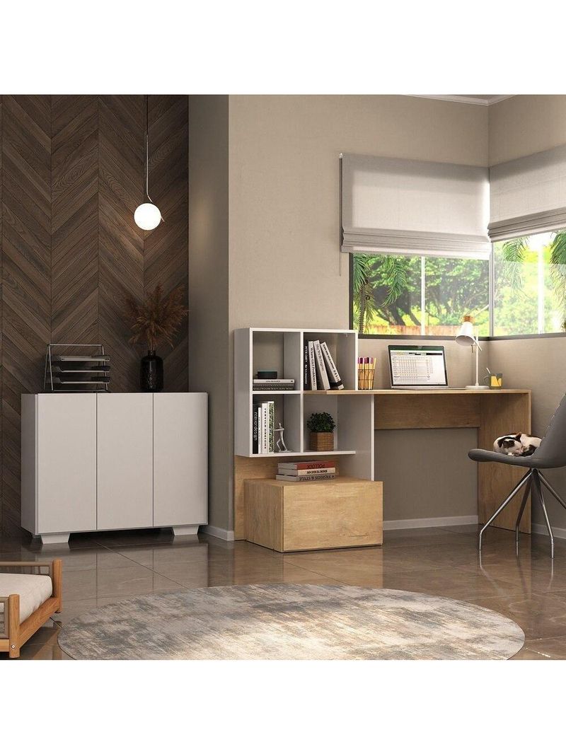 Conjunto Escritório Multimóveis Mp7007 Rustic/branco