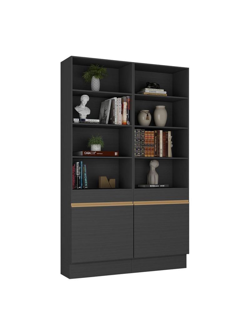 Armário/estante 2 Portas Multimóveis Mp7000 Preto/dourado