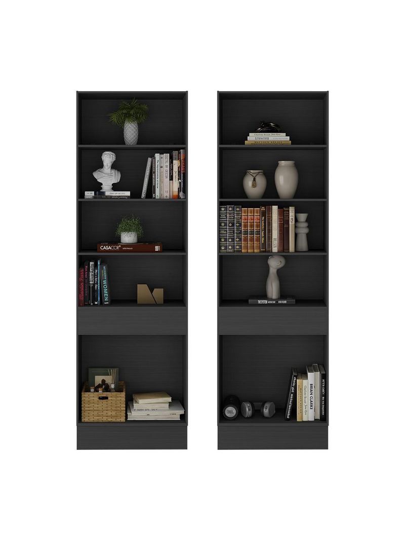 Armário/estante 2 Portas Multimóveis Mp7000 Preto/dourado
