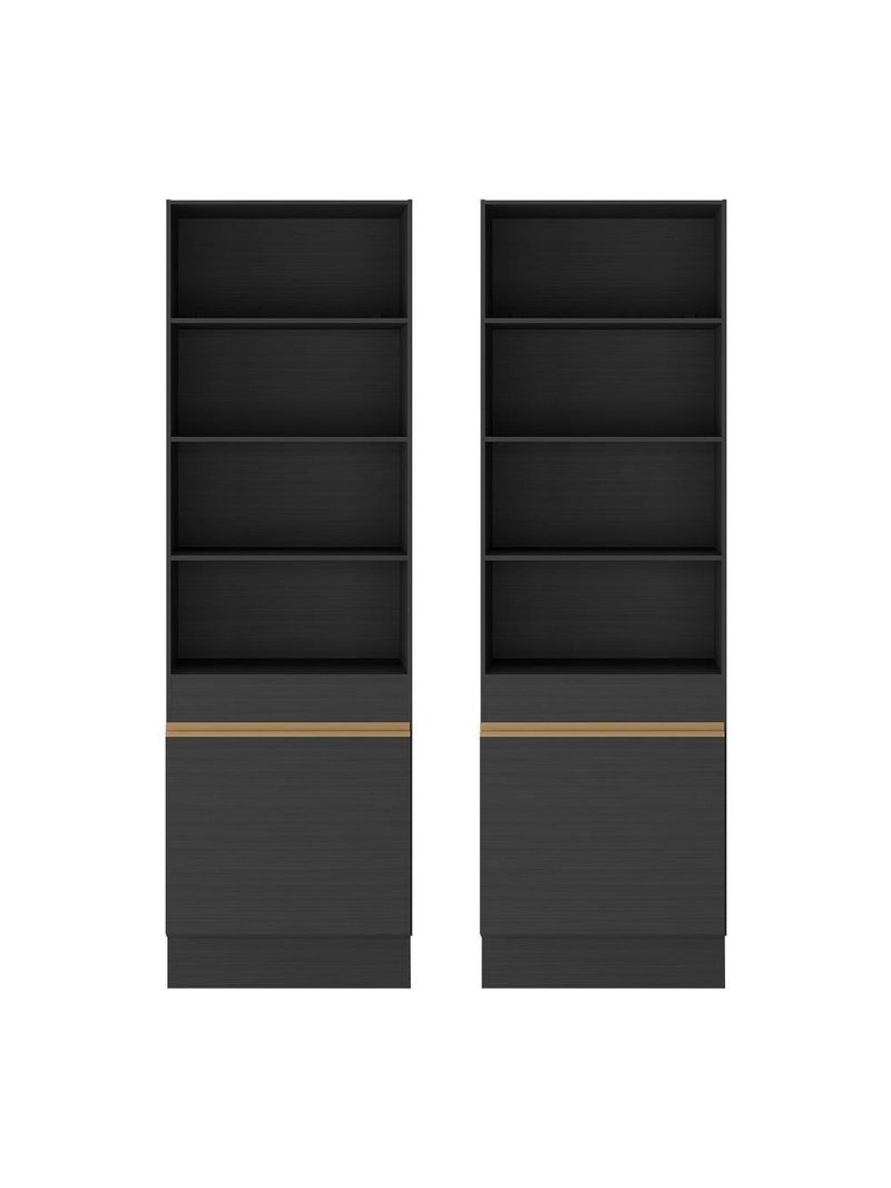 Armário/estante 2 Portas Multimóveis Mp7000 Preto/dourado