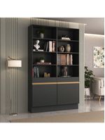 Armário/estante 2 Portas Multimóveis Mp7000 Preto/dourado