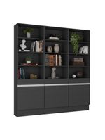 Armário/estante Escritório 3 Portas Multimóveis Mp7001 Preto/branco Preto/branco