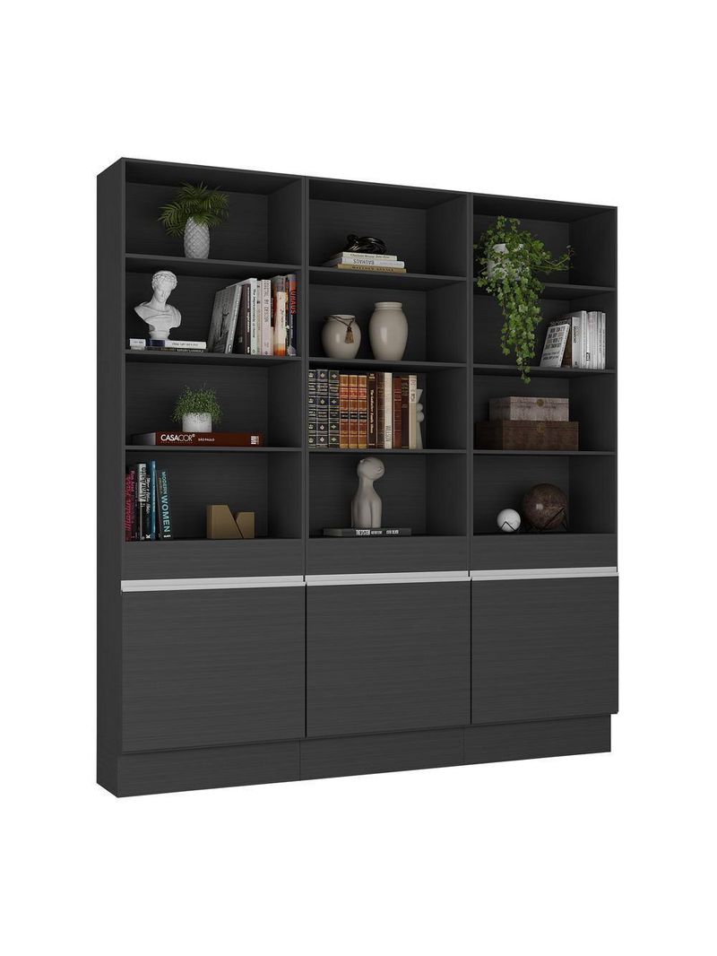 Armário/estante Escritório 3 Portas Multimóveis Mp7001 Preto/branco Preto/branco