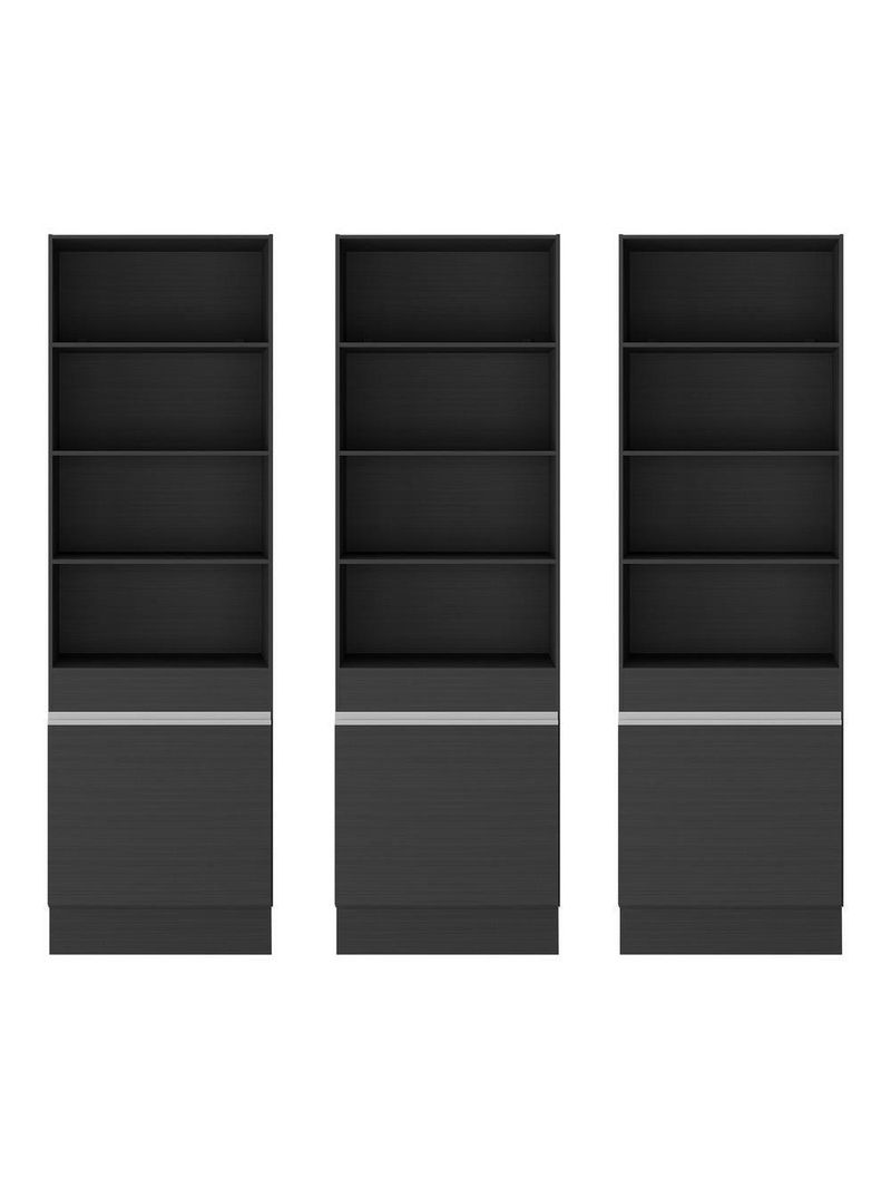 Armário/estante Escritório 3 Portas Multimóveis Mp7001 Preto/branco Preto/branco