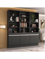 Armário/estante Escritório 3 Portas Multimóveis Mp7001 Preto/branco Preto/branco