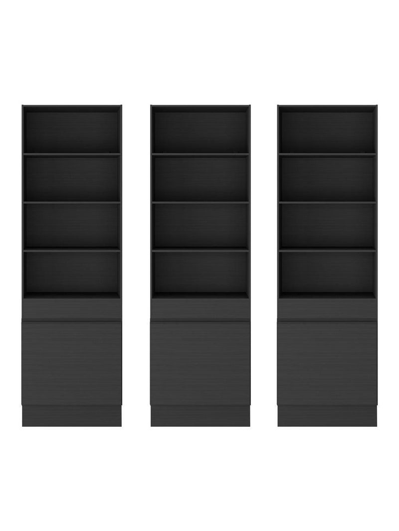Armário/estante Escritório 3 Portas Multimóveis Mp7001 Preto Preto