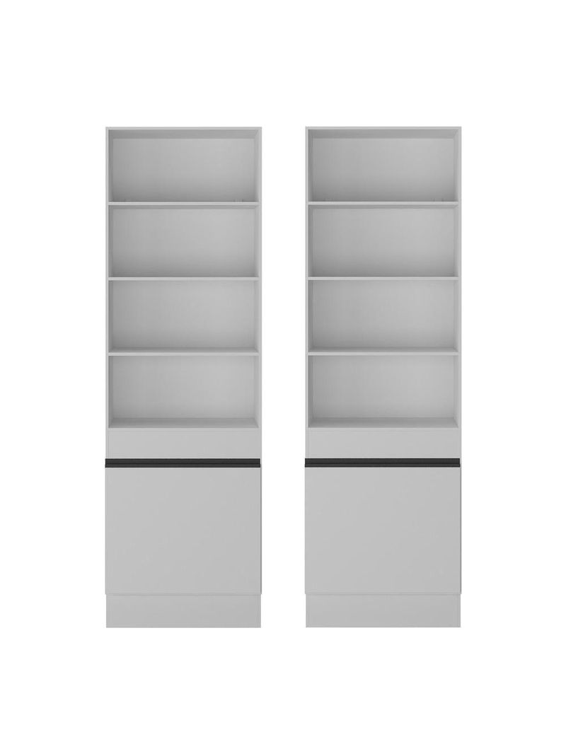 Armário/estante Escritório 2 Portas Multimóveis Mp7000 Branco/preto Branco/preto