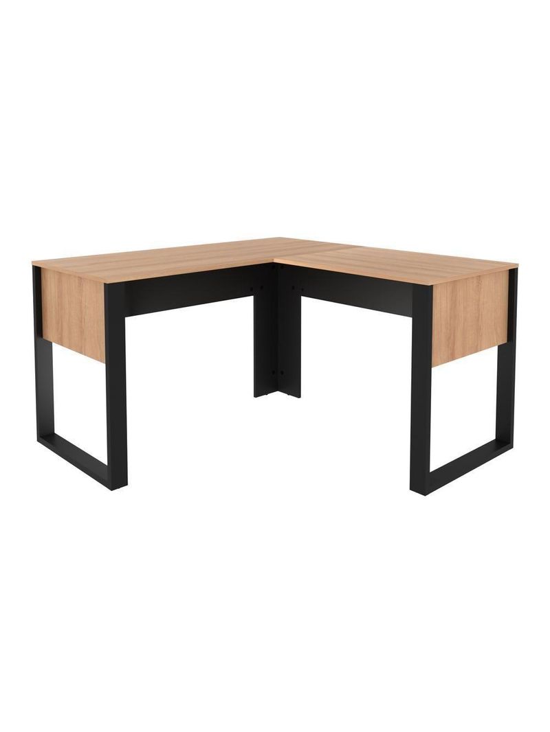 Mesa De Canto Para Escritório 136cm Multimóveis Cr25263 Amêndoa-preto Amêndoa-preto