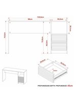 Escrivaninha-mesa Escritório 135,8cm 2 Gavetas E Nicho Multimóveis Cr25262 Branco Branco