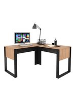 Mesa De Canto Para Escritório 136cm Multimóveis Cr25263 Amêndoa-preto Amêndoa-preto