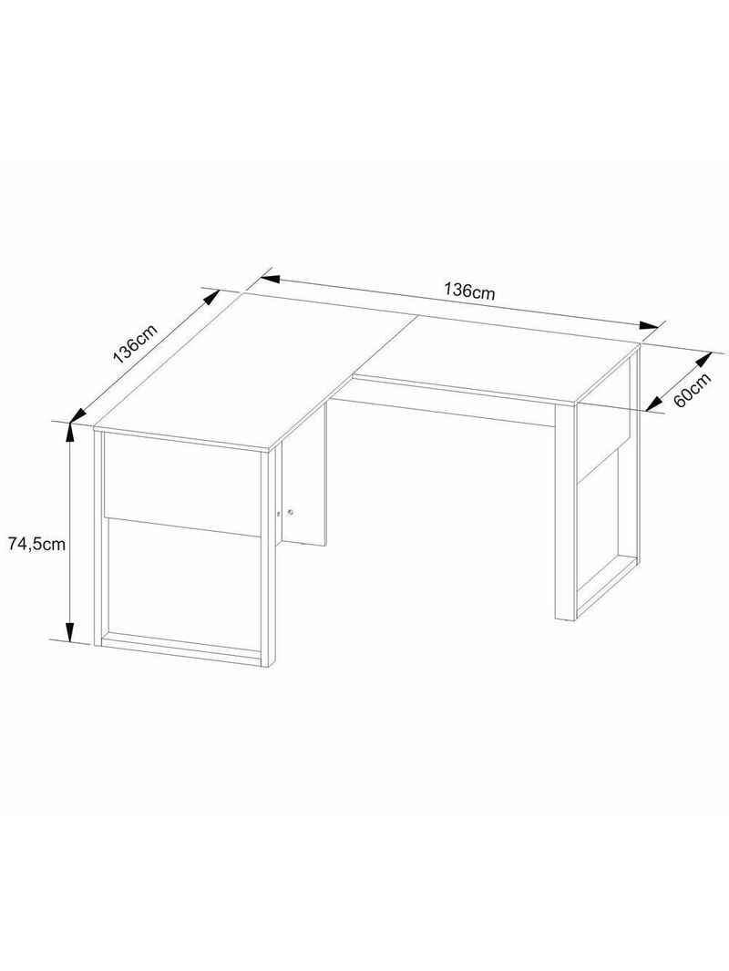 Mesa De Canto Para Escritório 136cm Multimóveis Cr25263 Amêndoa-preto Amêndoa-preto