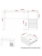 Escrivaninha-mesa Escritório 135,8cm 2 Gavetas Nicho Multimóveis Cr25262 Amêndoa
